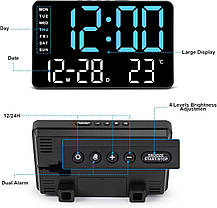 Amgico Digital Clock, Будильники для спальні, Будильник із великим дисплеєм 7,2 дюйма, фото 5