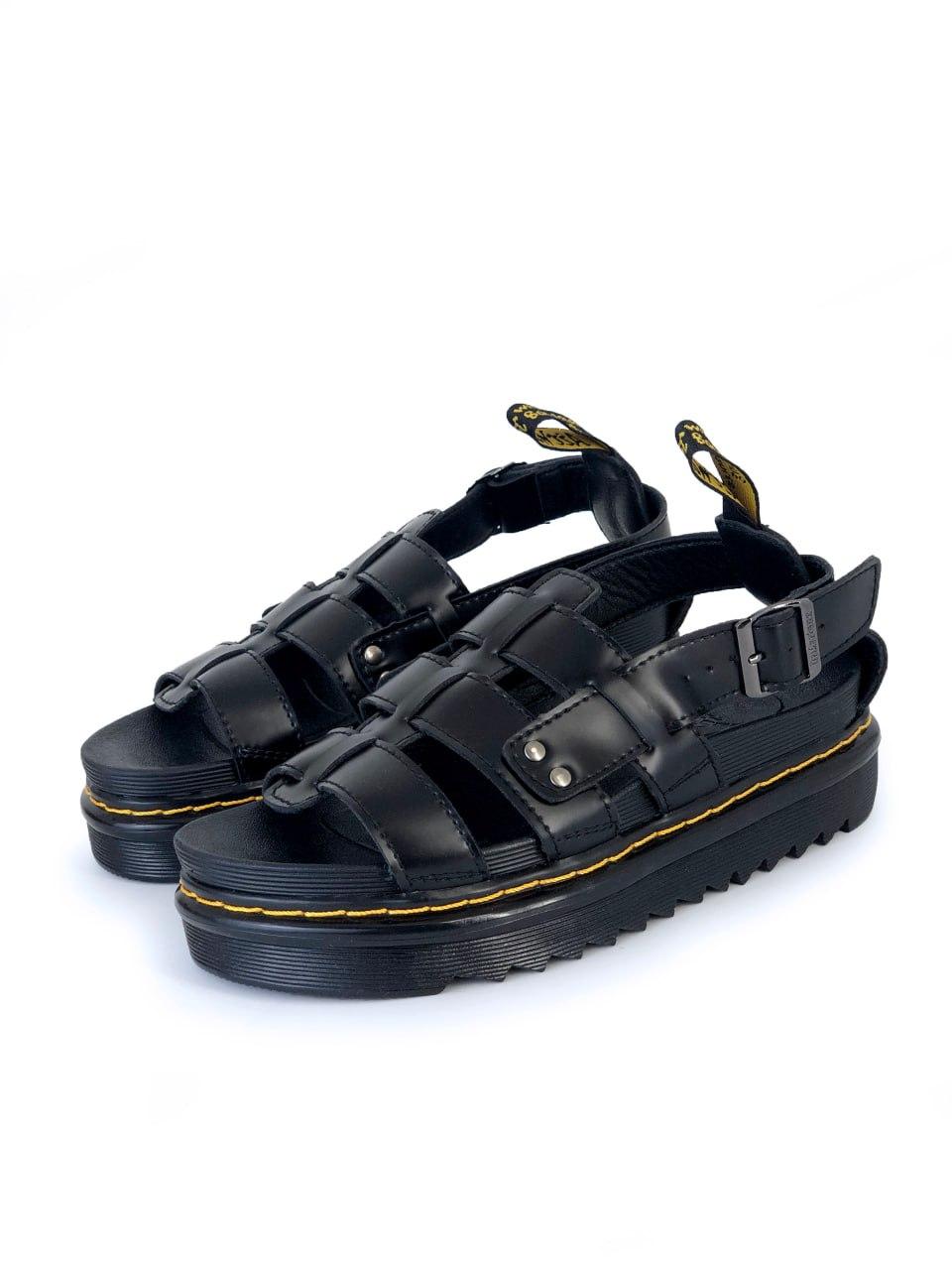 Молодіжні сандалі жіночі Dr. Martens Terry Black. Сучасне жіноче взуття на літо Др. Мартінс., фото 1