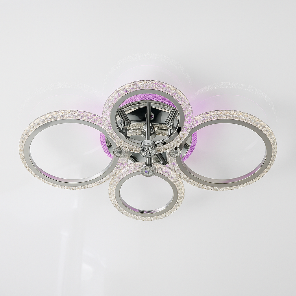 Люстра на стелю у спальню SVET 88W до 18 м² колір Хром SC-2104/2+2C CR, фото 1