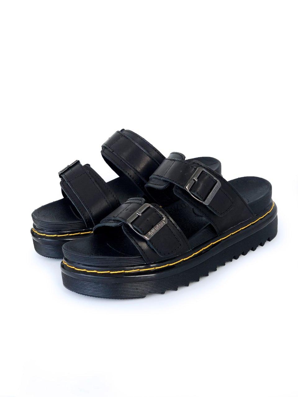 Жіночі шльопанці для прогулянок Dr. Martens Myles Black. Модні літні шльопки жіночі Др. Мартінс., фото 1