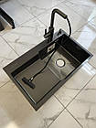 Мийка кухонна Luminex 78х48 см права та кран для кухні з висувним виливом Kroner PVD03918., фото 4