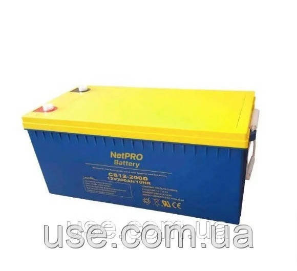 Акумуляторна батарея свинцево-кислотна, AGM, 12 Вольт, В, V, V, 12Volt, 200 Ампер*годин, А*год, А/год, А-год, AH, АКБ