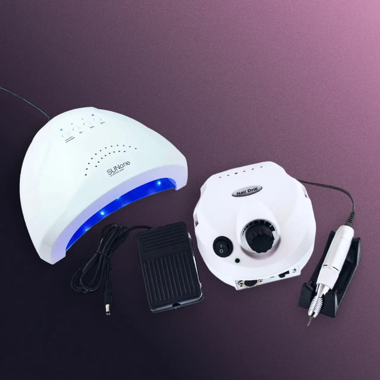 Набір UV/LED-лампа SUN ONE 48W + фрезер для манікюру DM-202 65 Вт, 45 000 об/хв, фото 1