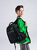 Рюкзак шкільний ортопедичний для хлопчика підлітковий 5-11 клас три змійки чорний з зеленим SkyName 90-148-11, фото 10