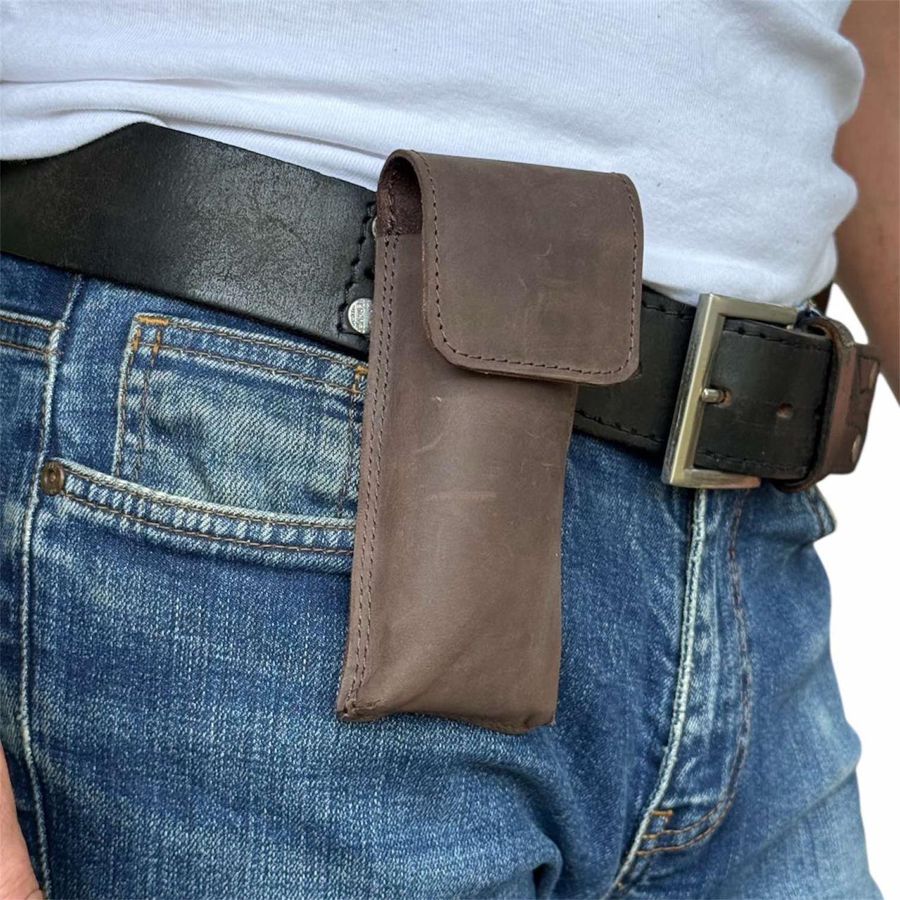 Чохол для складаного ножа на пояс із натуральної шкіри., фото 1