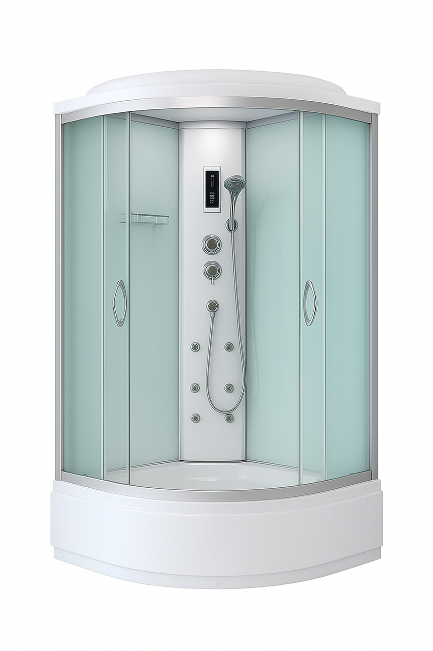 Душовий бокс KO&PO 470 RF 100х100х215 см на глибокому піддоні з гідромасажем і електронікою розсувні двері