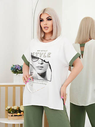 Стильний жіночий костюм, тканина "Жатка" 48, 50, 52, 54, 56, 58, 60, 62 розмір 48, фото 2