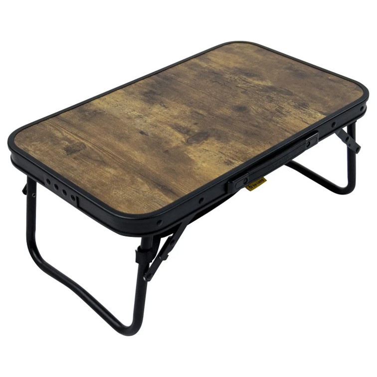 Туристичний Стіл Розкладний Bo-Camp Woodbine Compact 56x34 cm Black/Wood look (1404190) Кемпінговий Складаний Столик для риболовлі, фото 1