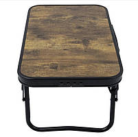 Туристичний Стіл Розкладний Bo-Camp Woodbine Compact 56x34 cm Black/Wood look (1404190) Кемпінговий Складаний Столик для риболовлі, фото 3