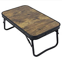 Туристичний Стіл Розкладний Bo-Camp Woodbine Compact 56x34 cm Black/Wood look (1404190) Кемпінговий Складаний Столик для риболовлі, фото 4