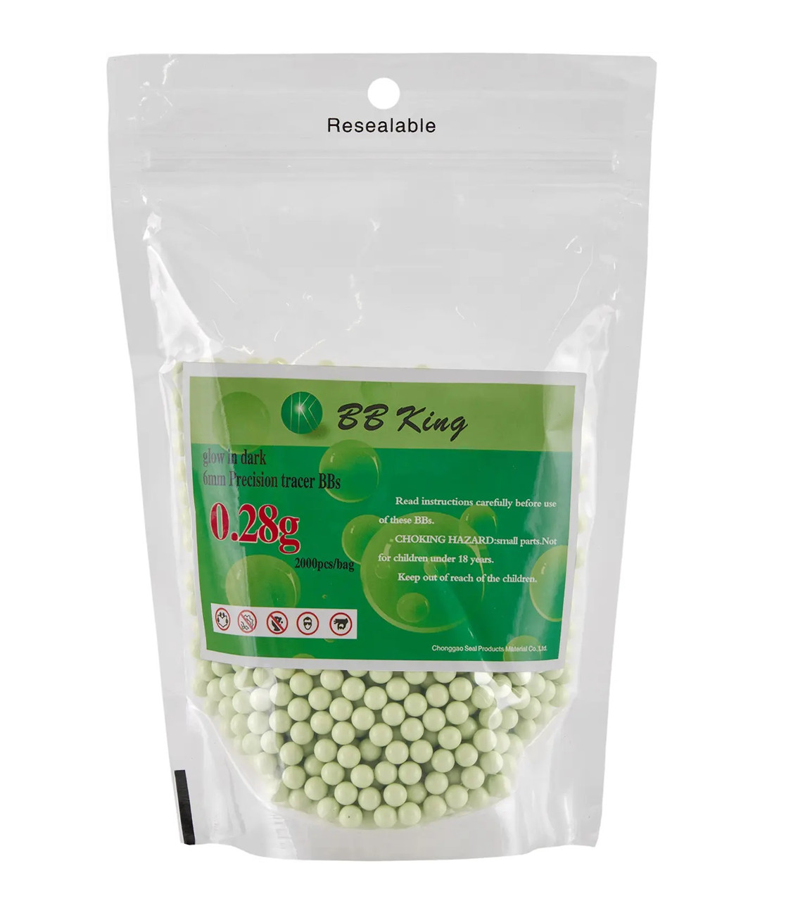 Страйкбольні кульки BB King Tracer 6 мм 0.28 green (2000 шт)