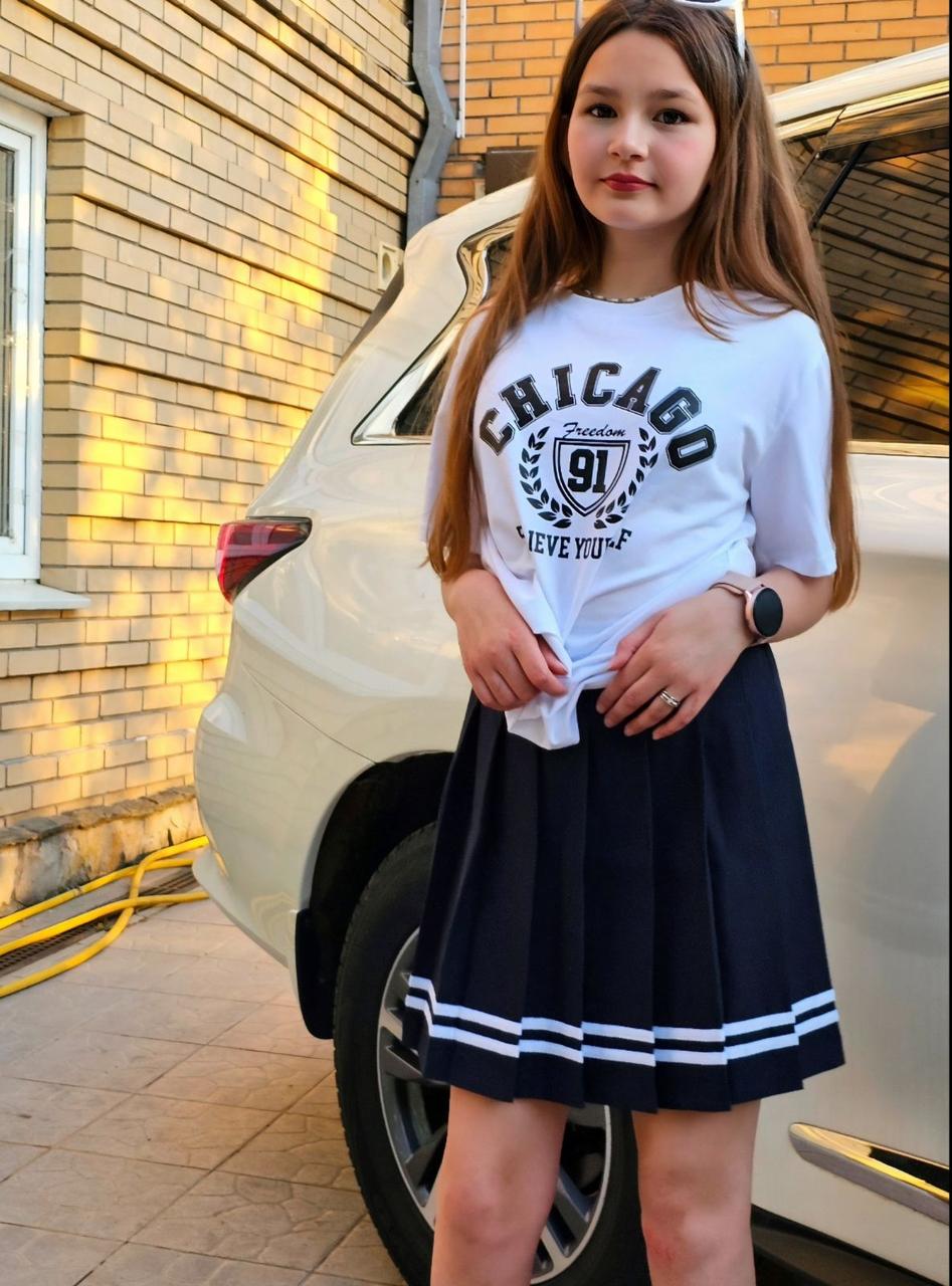 Гурт Спідниця шкільна теніска з білою полоскою понизу р 140-164 синій\чорний