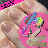 Набір комплект для японського еко манікюру, японський манікюр замшеві бафи, шліфувальники, паста та пудра VONA