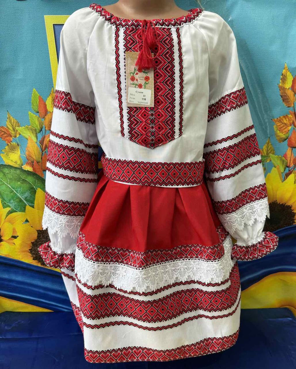 Вишиванка костю для дівчаток р. 110-134, червоний