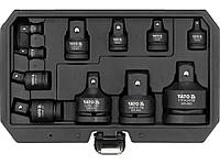 Набір ударних подовжувачів карданних і перехідників квадр. 1/4"/ 3/8"/ 1/2"/ 3/4"/ 1" YATO 11предм.YT-10646