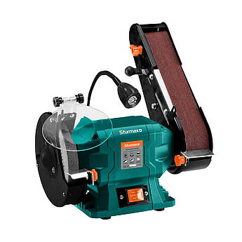 Верстат для заточування і шліфування Sturmax BGM6015GRL 350 Вт стрічковий + круговий тип