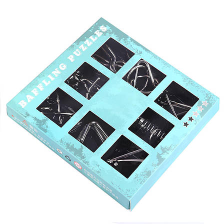 Металеві головоломки Монтессорі RESTEQ — набір з 9 штук у коробці для розвитку логіки, моторики та концентрації уваги у дітей та, фото 1