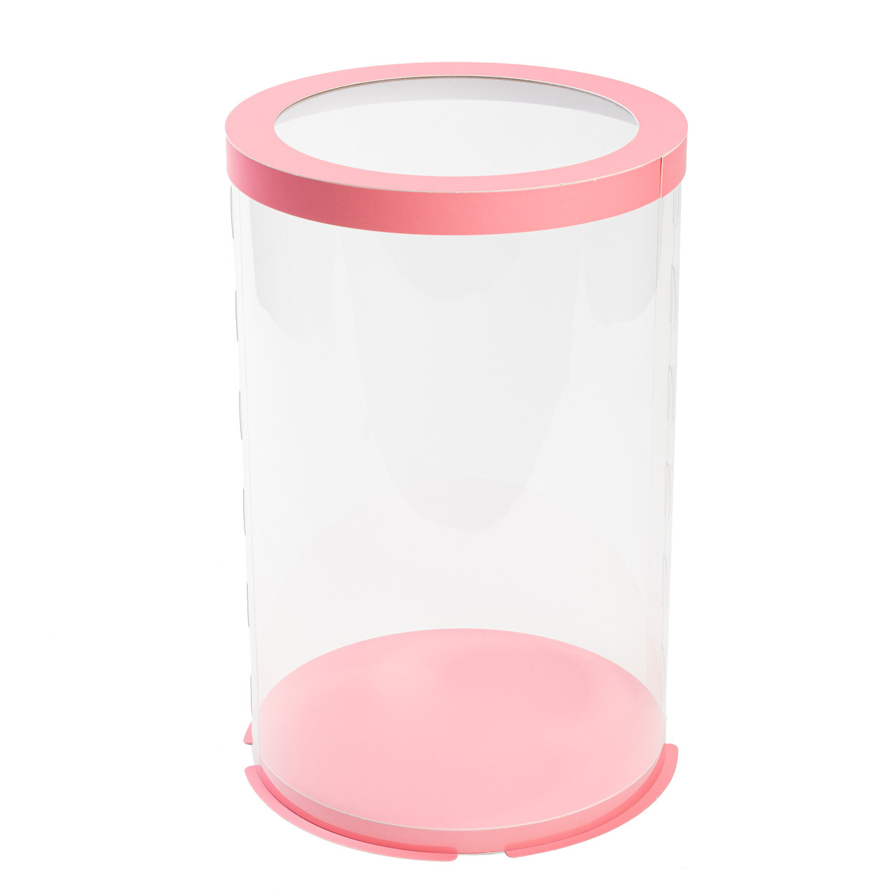 Коробка-тубус (d200, h300) для торта PINK, прозора кришка, фото 1