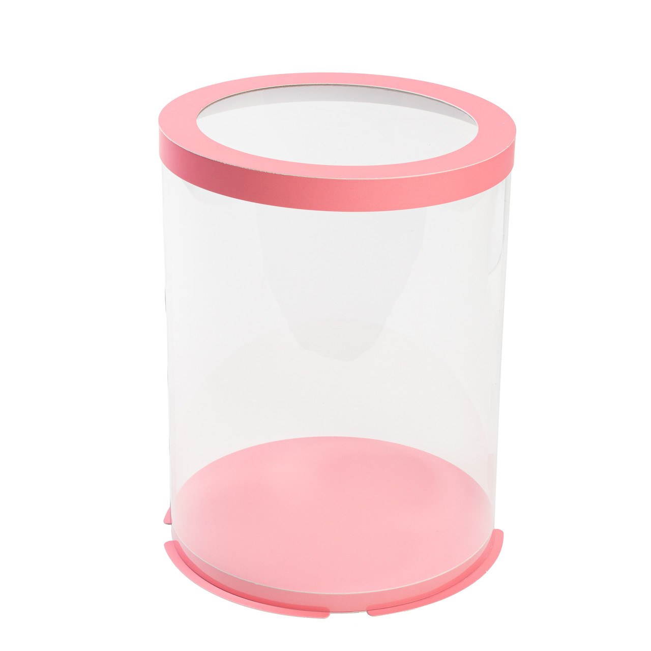 Коробка-тубус (d200, h250) для торта PINK, прозора кришка, фото 1