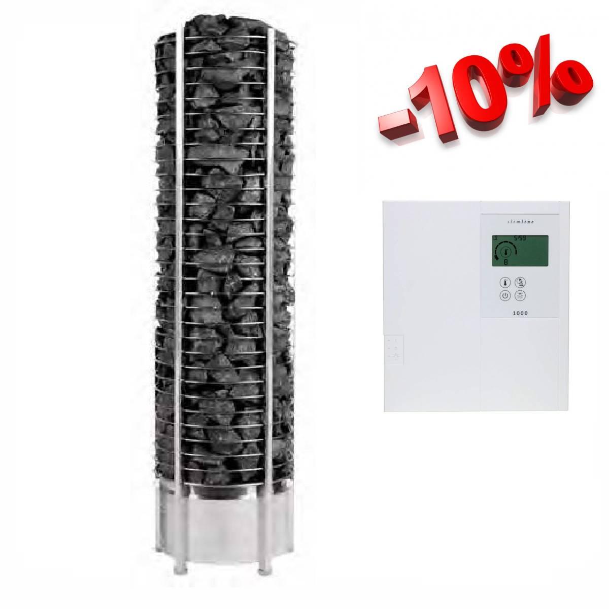 Електрична кам'янка для сауни Sentiotec Tower Heater 6 кВт з виносним пультом Fasel 1000, фото 1