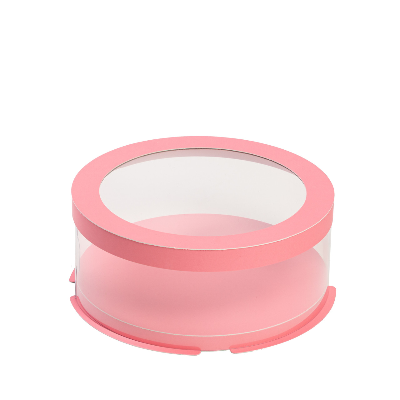 Коробка-тубус (d200, h70) для торта PINK, прозора кришка, фото 1