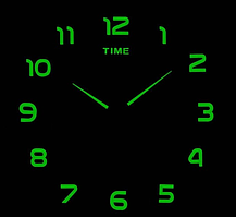 Люмінесцентні Сяючі Фосфорні настінні 3Д годинники 3D DIY Clock від 70 до 150 см Арабські цифри Timelike