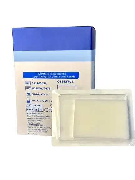 Губка гемостатична желатинова Osseous 70x50x10 мм, фото 1