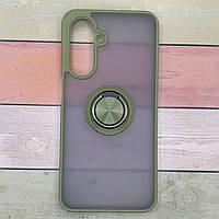 Чохол Samsung Galaxy A56 (5G) (A566) протиударний із кільцем. Високий борт. Soft touch.Gingle Ring. Зелений