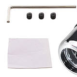 УНІВЕРСАЛЬНА ручка КПП ЧОРНА ШКІРА + ХРОМ + ЧЕРВОНА НИТКА + НАБІР ЕМБЛЕМ 5 І 6 ШВИДКОСТІ, фото 3