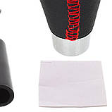 УНІВЕРСАЛЬНА ручка КПП ЧОРНА ШКІРА + ХРОМ + ЧЕРВОНА НИТКА + НАБІР ЕМБЛЕМ 5 І 6 ШВИДКОСТІ, фото 6