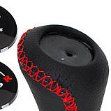 УНІВЕРСАЛЬНА ручка КПП ЧОРНА ШКІРА + ХРОМ + ЧЕРВОНА НИТКА + НАБІР ЕМБЛЕМ 5 І 6 ШВИДКОСТІ, фото 8