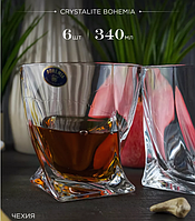 Набір склянок для віскі bohemia quadro 340 мл 6шт, Набір кришталевих келихів для віскі на подарунок