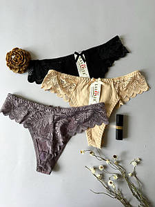 Набір жіночих трусиків бразиліана S з мереживом Lavolle упаковка 3шт