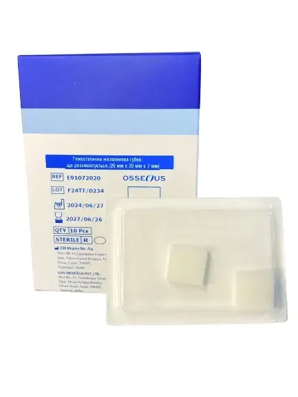 Гемостатична стоматологічна губка Osseous, желатинова, 20x20x7 мм. 2 шт., фото 1