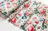 Ранфорс digital шириною 240 см "Яскраві троянди" білий фон № SB-3507, фото 4