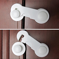 Замки безпеки для дітей Baby Safety Locks - Захист шаф, ящиків, меблів від дітей, білий(9.5x3.6 см) 2шт