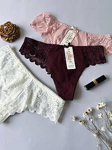 Набір жіночих трусиків бразиліана S з мереживом Lavolle упаковка 3шт