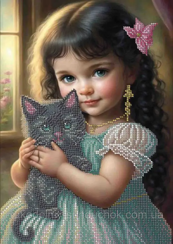 Схема для вишивання бісером ТМ Acorns Янгол з кошеням А4-К-1448, фото 1