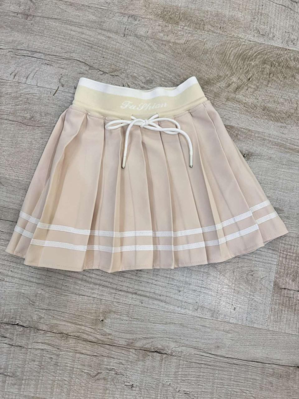 Оптом шкільна підліткова спідниця теніска для дівчат р 134-158, беж