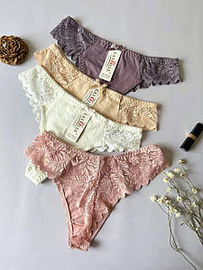 Набір жіночих трусиків бразиліана L з мереживом Lavolle упаковка 4шт