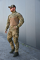 Якісна військова форма піксель літня з наколінниками Ріп-Стоп, Армійський костюм зсу чоловічий із липучками