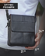 Чоловіча шкіряна чорна сумка через плече Tiding Bag M1254A, фото 4