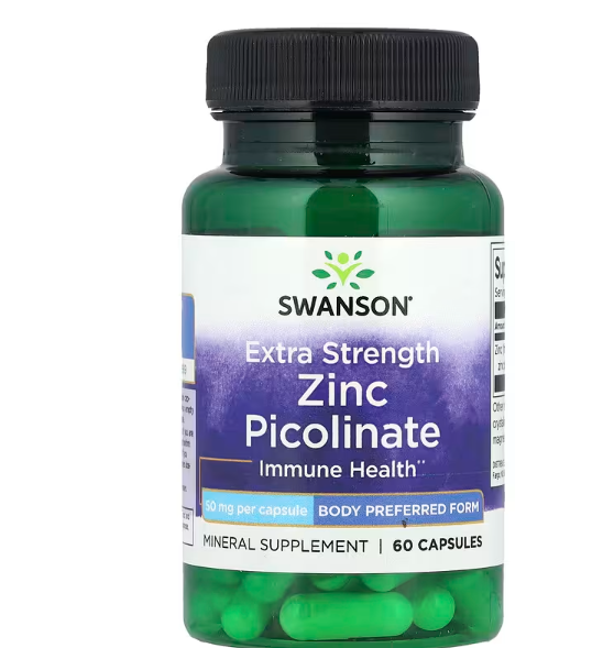 Піколінат цинку підвищена сила дії Zinc Picolinate Swanson 50 мг 60 капсул, фото 1