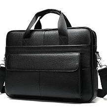 Шкіряна чоловіча сумка для ноутбука і документів чорна Tiding Bag 143412, фото 4