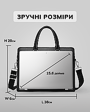 Шкіряна чоловіча ділова сумка-портфель чорна Tiding Bag 30987, фото 5