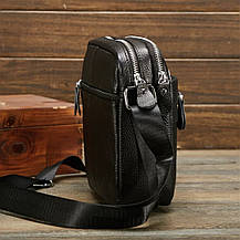 Чоловіча шкіряна сумка через плече чорна Tiding Bag LA3314-1BL, фото 6