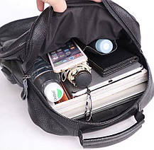 Міський чоловічий рюкзак шкіряний чорний Tiding Bag B2-03555A, фото 5