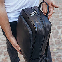 Чоловічий рюкзак шкіряний міський для ноутбука чорний Tiding Bag B2-884371A, фото 6