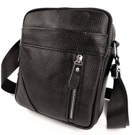Чоловіча шкіряна сумка через плече Tiding Bag M38-10131A чорна, фото 1