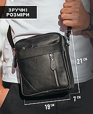 Чоловіча шкіряна сумка через плече Tiding Bag M38-10131A чорна, фото 4